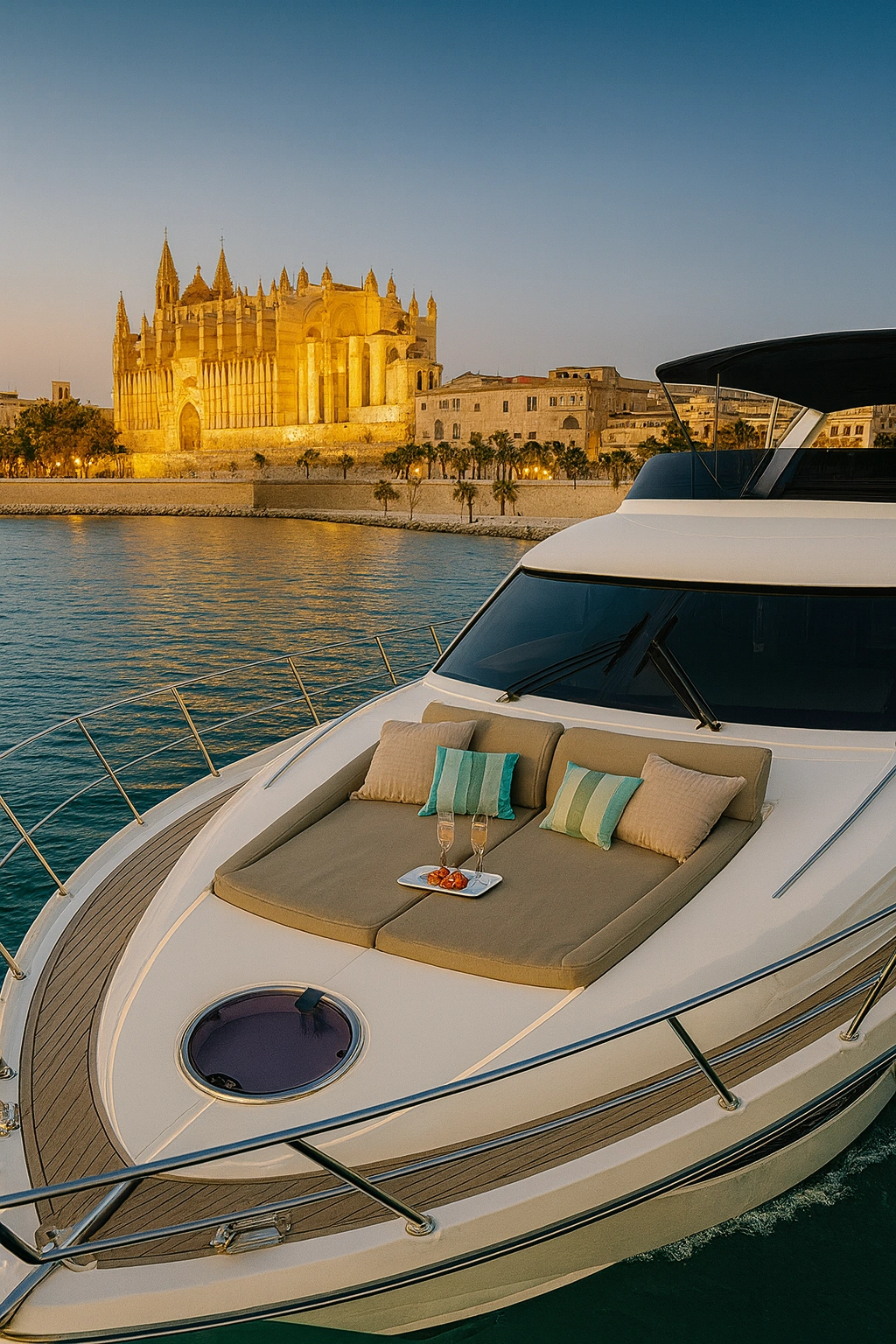 Sunset charter in Palma by the Cathedral La Seu