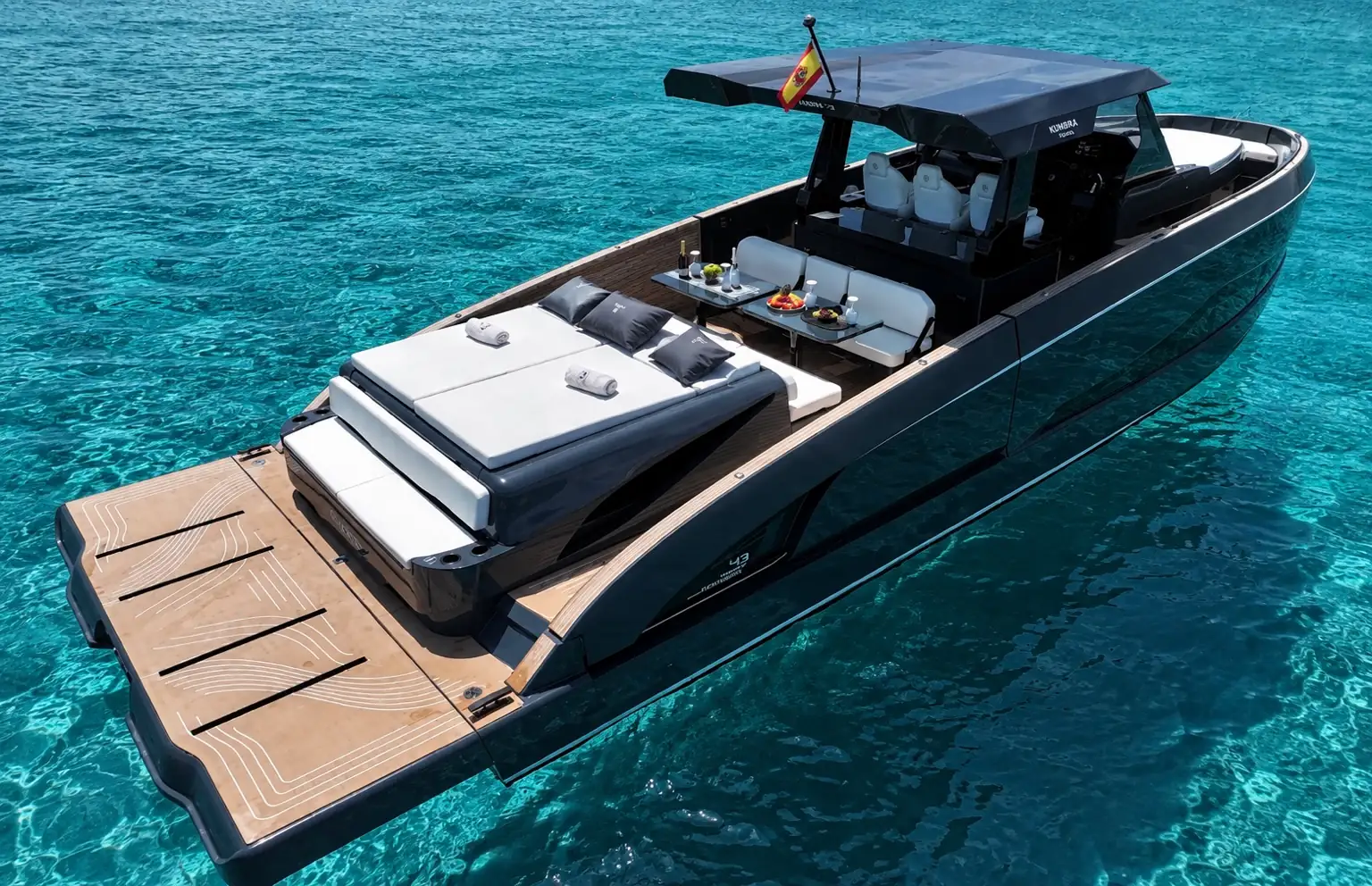 Kumbra 43 private yacht charter Ibiza and Formentera